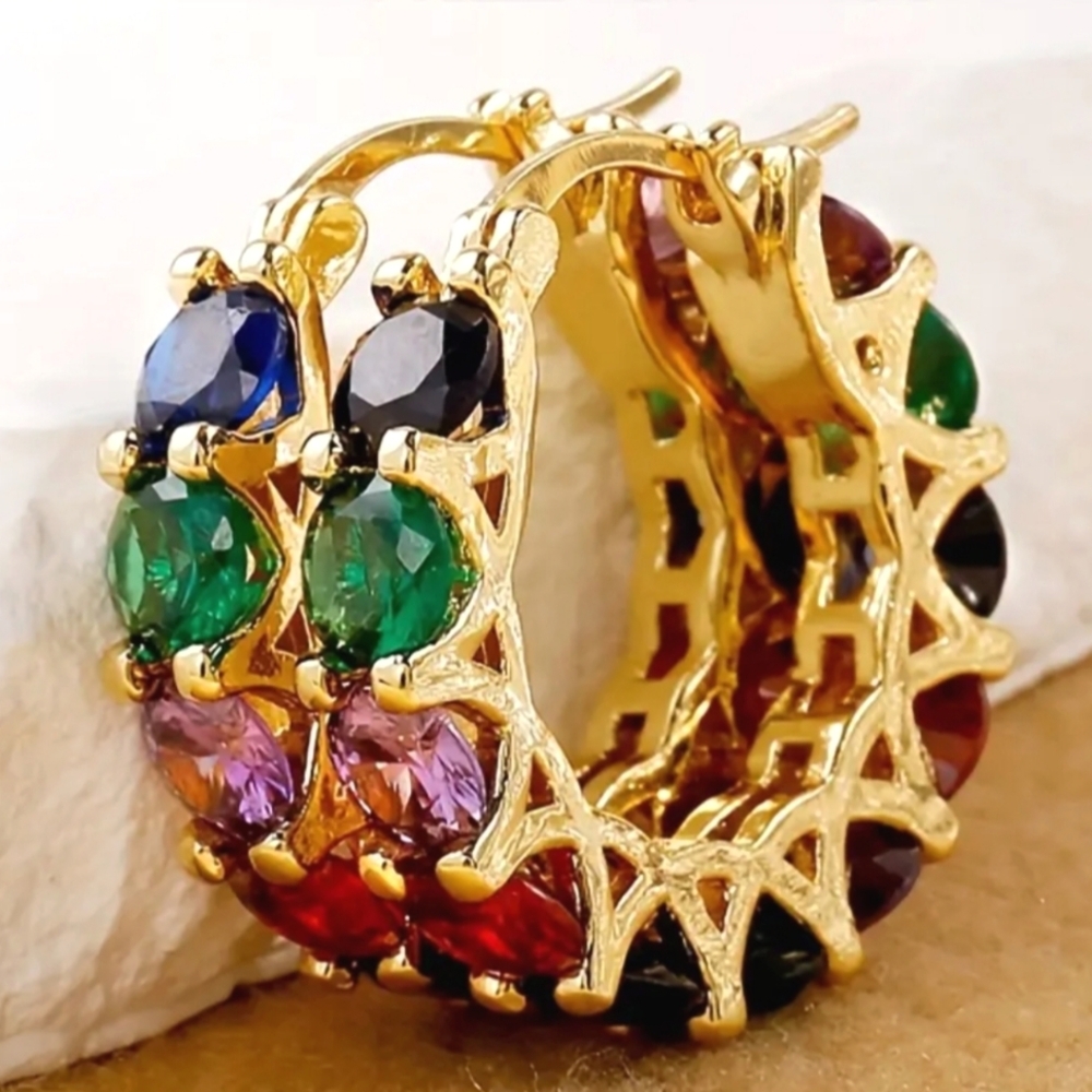 Multicolor Gemstone Hoop Earrings For Adults And Kids